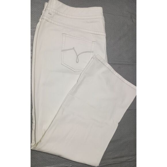 JMS:  White Denim Stretch Wide-Leg, Woman Plus Size 24 (NWT) - Picture 1 of 6